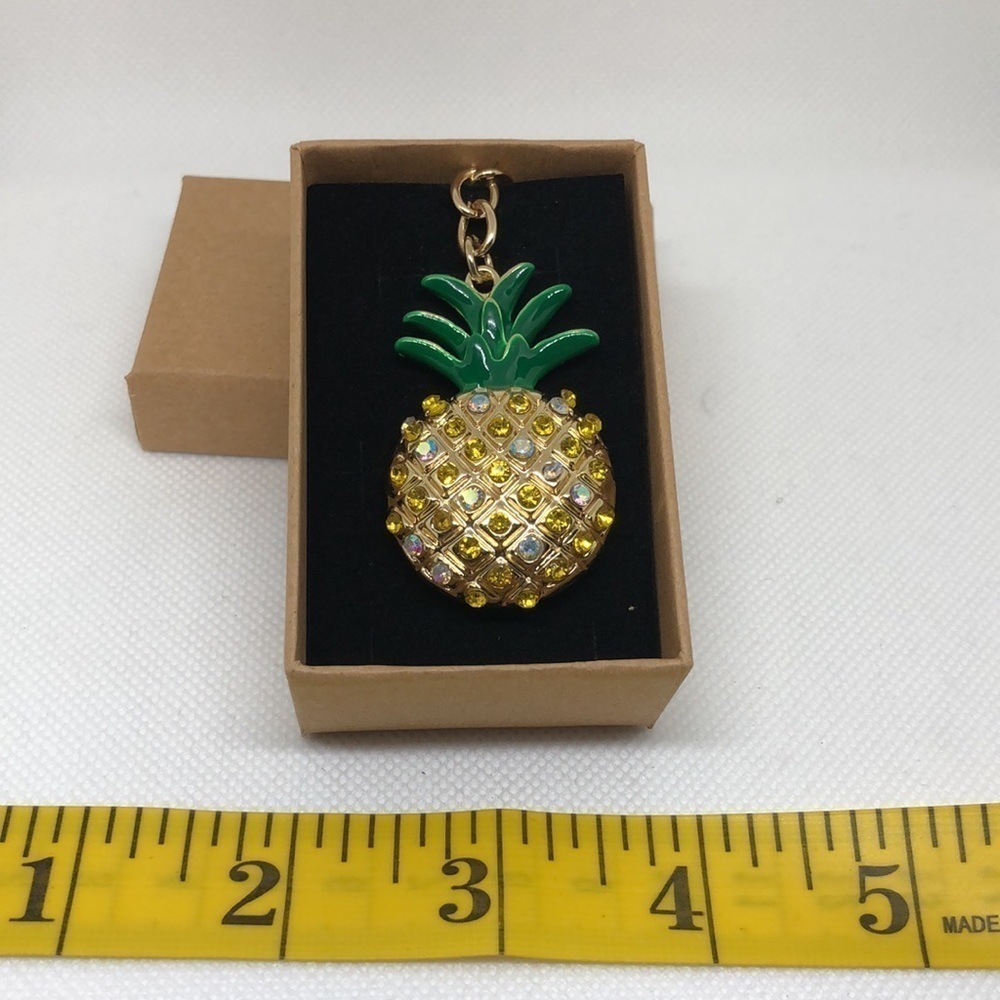 Rhinestone Pineapple Keychain Key Ring Pendant Bag Charm - Picture 7 of 10